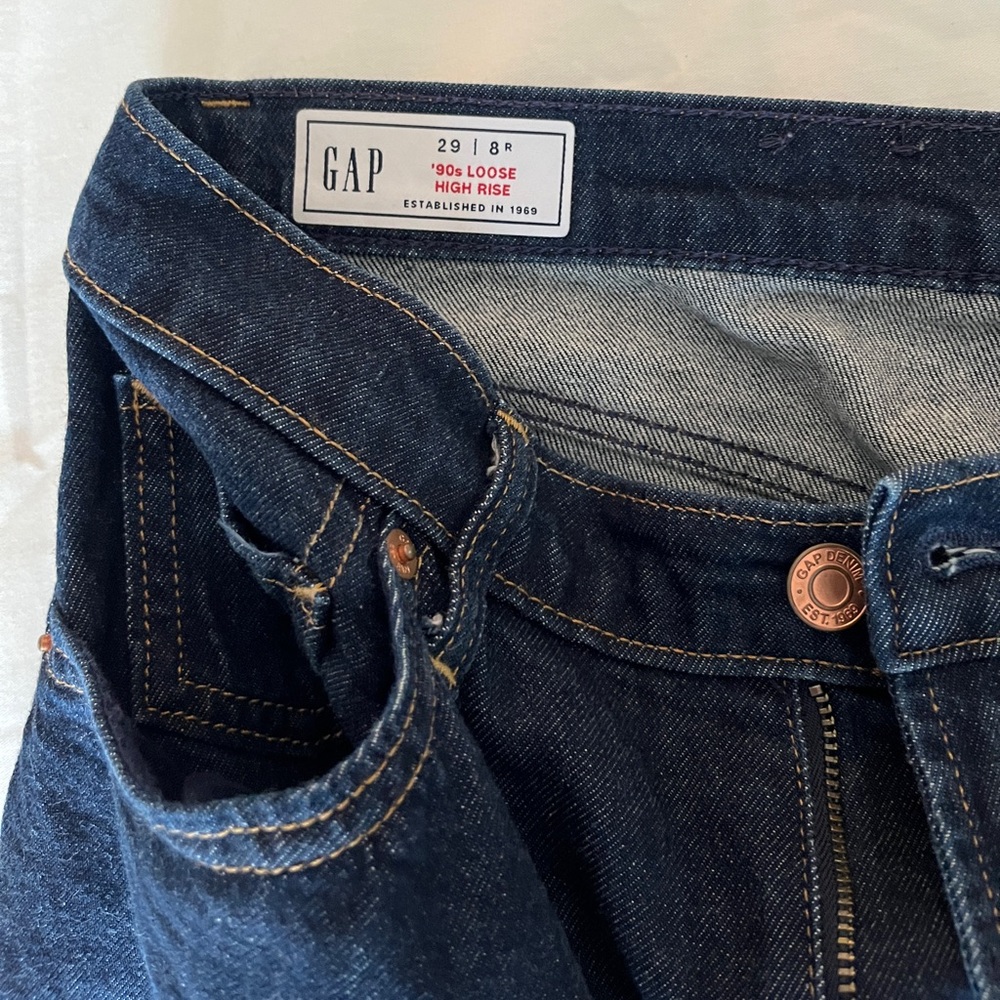 GAP '90s Loose High Rise Jeans in Dark Blue